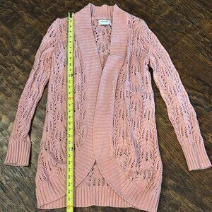 Women's Sonoma Open Weave Dusty Rose Long Cardigan Size Small